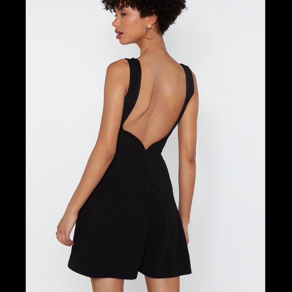 black cocktail dress with open back